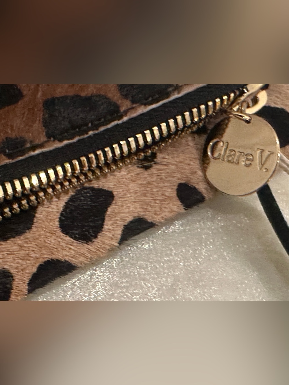 Clare V. Leopard Foldover Clutch Calf Hair Made in USA NWT - Picture 12 of 16